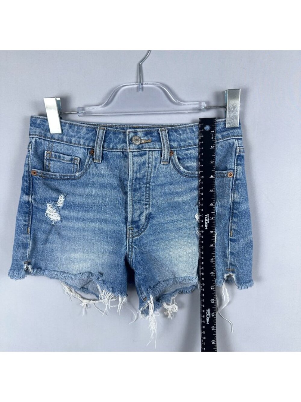 Old Navy Cut Off Shorts Size 4 High-Rise OG Straight Blue Distressed Frayed Hem - Picture 6 of 11